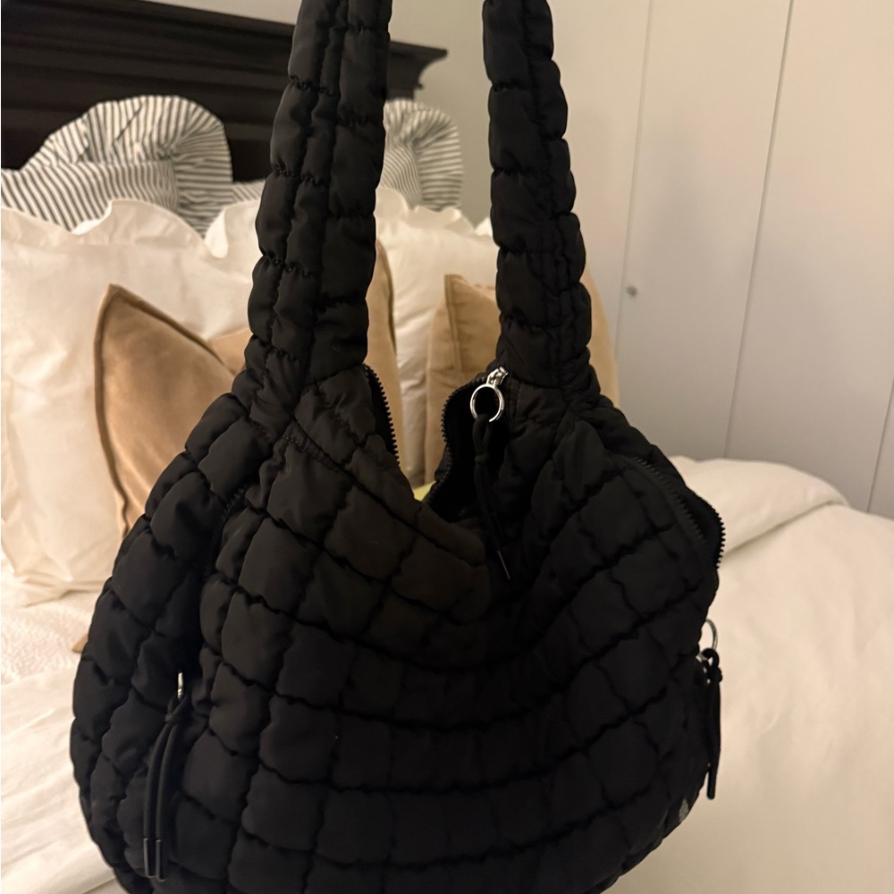 Free People Movement Black Quilted Carryall Shoulder Bag